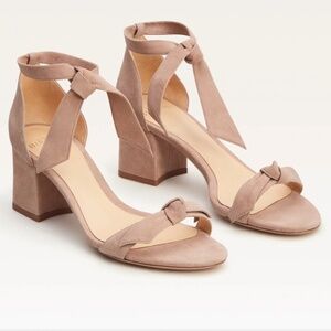 Alexandre Birman Clarita 60 Beige Suede Bow Tie Sandals Shoes Sz 37  7